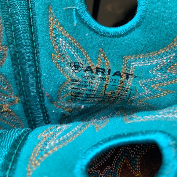 Ariat Brown Suede Turquoise Stitch Western Cowboy Boots Women US 10B - Picture 8 of 8